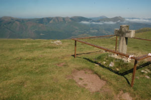 Cross of the Pyrenees on the French Way in a sunny day