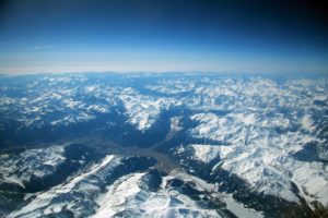 View of the Pyrenees covered with snow