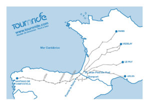 Mapa con con las rutas del Camino Francés