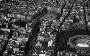 Aerial view of Pamplona during the french way by bicycle