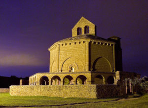 Temple of Santa María de Eunate in the night