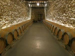 Interior of a winery in Logroño with a lot of barrels inside