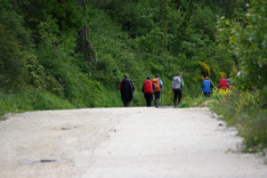 Paseo de Huarte at the entrance to Pamplona in the stage from Roncesvalles to Pamplona by bycicle