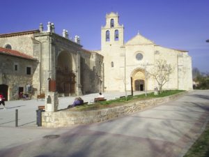 Exterior facade of the San Juan de Ortega monastery on the way from Santo Domingo de la Calzada to Burgos