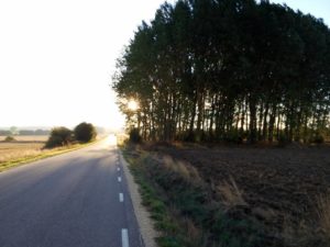 Regional road that runs from Agés to Atapuerca in a sunny day